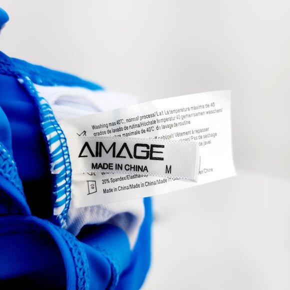 Womens Bright Blue Racerback Sports Bra Size  M Aimage Stretch  Supportive Fit - Picture 3 of 6